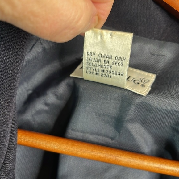 VINTAGE Y2K Fashion Bug Long Line Blazer Jacket Navy Blue Microfibre Size 12 - Picture 8 of 10